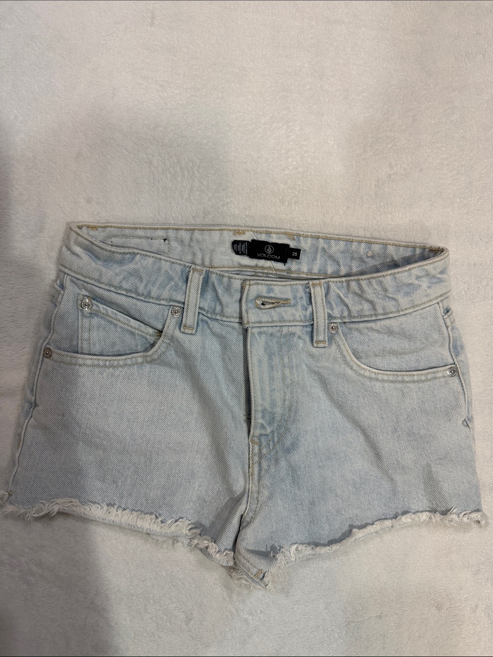 Volcom Pale Blue Denim Cutoff Shorts - Women
